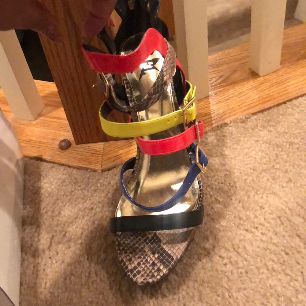 Multicolored Sandals With Platform Heel - image 2